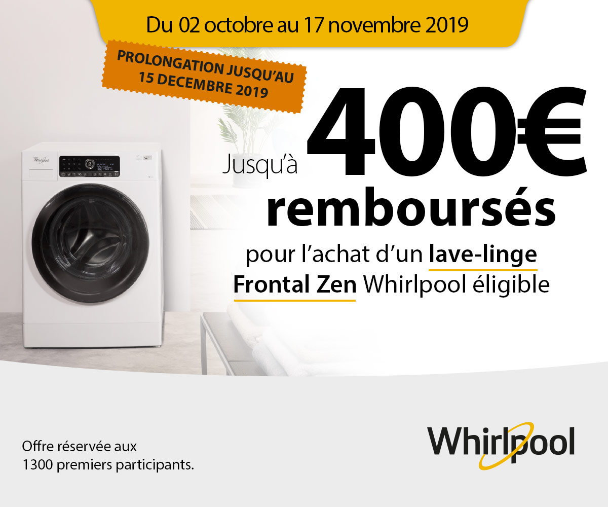 Offre Lave-linge frontal Zen Whirlpool Offre Lave-linge frontal Zen Whirlpool